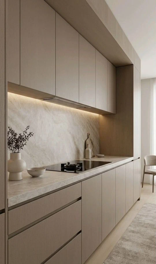 Кухня бежевая трендовая на заказ